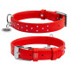 Нашийник для собак шкіряний WAUDOG Glamour з QR паспортом, з клейовими стразами, Ш 25 мм, Дов 38-49 см червоний