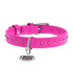 Нашийник для собак шкіряний WAUDOG Glamour з QR паспортом, з клейовими стразами, Ш 15 мм, Дов 27-36 см рожевий