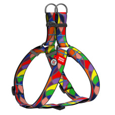 Шлея для собак WAUDOG Nylon з QR паспортом, малюнок "Вітраж", пластиковий фастекс, XL, Ш 35 мм, А=В 70-100 см