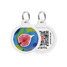 Адресник для собак і котів металевий WAUDOG Smart ID з QR паспортом, малюнок "Інжир", коло, Д 25 мм