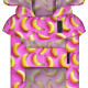 Дощовик-накидка з капюшоном для собак WAUDOG Clothes, малюнок "Банани на рожевому", XL, А 55-61 см, B 68-80 см, С 42-52 см