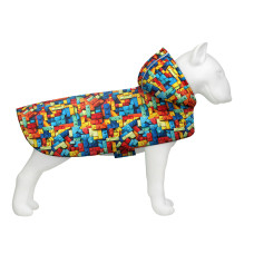 Дощовик-накидка з капюшоном для собак WAUDOG Clothes, малюнок "Блоки",L, А 48-52 см, B 60-70 см, С 42-52 см