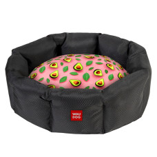 Лежанка для собак WAUDOG Relax, малюнок "Авокадо на рожевому", M, Ш 42 см, Д 52 см, В 19 см