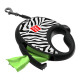 Повідець-рулетка для собак WAUDOG R-leash з контейнером для пакетів, малюнок "Зебра", світловідбивна стрічка, L, до 40 кг, 5 м