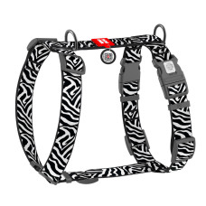Шлея для собак анатомічна H-подібна WAUDOG Nylon з QR-паспортом, малюнок "Зебра", пластиковий фастекс, XL, Ш 35 мм, А 60-100 см, В 70-100 см