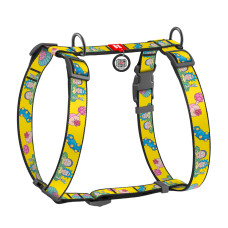 Шлея для собак анатомічна H-подібна WAUDOG Nylon з QR-паспортом, малюнок "Рік та Морті 1",пластиковий фастекс, М, Ш 20 мм, А 40-70, В 50-80
