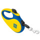 Повідець-рулетка для собак WAUDOG R-leash, малюнок "Colors of freedom", XS, до 12 кг, 3 м, світловідбивна стрічка