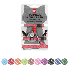 Шлея з повідцем WAUDOG Re-cotton з QR паспортом, з відновленої бавовни, світловідбиваюча, пластиковий фастекс, XS, Ш 10 мм, Д 122 см, В 25-40 см, С 20-30 см червоний