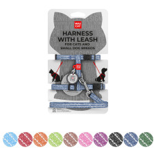 Шлея з повідцем WAUDOG Re-cotton з QR паспортом, з відновленої бавовни, світловідбиваюча, пластиковий фастекс, XS, Ш 10 мм, Д 122 см, В 25-40 см, С 20-30 см синій