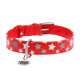 Нашийник для собак шкіряний WAUDOG Glamour з QR паспортом, візерунок "Зірочка", світлонакопичувальний/світловідбивний, M, Ш 20 мм, Дов 30-39 см червоний