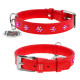 Нашийник для собак шкіряний WAUDOG Glamour з QR паспортом, з клейовими стразами "Квіти", Ш 15 мм, Дов 27-36 см червоний
