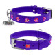 Нашийник для собак шкіряний WAUDOG Glamour з QR паспортом, з клейовими стразами "Квіти", Ш 15 мм, Дов 27-36 см фіолетовий