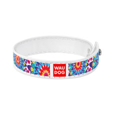 Браслет WAUDOG Design з малюнком "Квіти", преміум шкіра (ширина 15мм, довжина 21-23см) білий