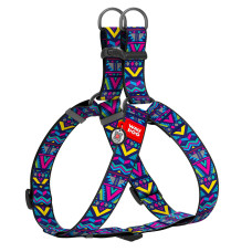 Шлея для собак WAUDOG Nylon з QR паспортом, малюнок "Інді", пластиковий фастекс, XL, Ш 35 мм, А=В 70-100 см