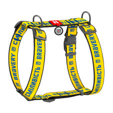 Шлея для собак анатомічна H-подібна WAUDOG Nylon з QR-паспортом, малюнок "Сміливість", пластиковий фастекс, XL, Ш 35 мм, А 55-95 см, В 70-110 см