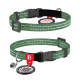 Нашийник для котів з відновленої бавовни WAUDOG Re-cotton з QR паспортом, світловідбиваючий, пластиковий фастекс, XS, Ш 10 мм, Дов 20-30 см, зелений