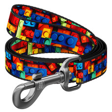Повідець для собак нейлоновий WAUDOG Nylon, малюнок "Блоки", L-XXL, Ш 25 мм, Дов 200 см