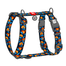 Шлея для собак анатомічна H-подібна WAUDOG Nylon з QR-паспортом, малюнок "Апельсини", пластиковий фастекс, XL, Ш 35 мм, A 60-100 см, B 70-100 см