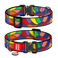 Нашийник для собак нейлоновий WAUDOG Nylon з QR паспортом, малюнок "Вітраж", металева пряжка-фастекс, XXL, Ш 35 мм, Д 46-70 см