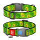 Нашийник для собак нейлоновий WAUDOG Nylon з QR паспортом, малюнок "Авокадо", пластиковий фастекс, XXL, Ш 35 мм, Дов 46-70 см
