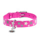 Нашийник для собак шкіряний WAUDOG Glamour з QR паспортом, візерунок "Зірочка", світлонакопичувальний/світловідбивний, L, Ш 25 мм, Дов 38-49 см рожевий