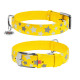 Нашийник для собак шкіряний WAUDOG Glamour з QR паспортом, візерунок "Зірочка", світонакоплювальний, Ш 35 мм, Дов 46-60 см жовтий