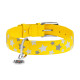 Нашийник для собак шкіряний WAUDOG Glamour з QR паспортом, візерунок "Зірочка", світонакоплювальний, Ш 35 мм, Дов 46-60 см жовтий