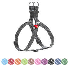 Шлея з відновленої бавовни WAUDOG Re-cotton з QR паспортом, світловідбиваюча, пластиковий фастекс, L, Ш 25 мм, Д 60-90 см сірий