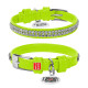 Нашийник для собак шкіряний WAUDOG Glamour з QR паспортом, з прикрасою "Полотно стрази", XXS, Ш 9 мм, Дов 19-25 см салатовий
