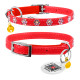 Нашийник WAUDOG Glamour з резинкою, клейовими стразами "Квітка" для котів (ширина 9мм, довжина 22-30см) червоний