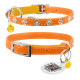 Нашийник WAUDOG Glamour з резинкою, клейовими стразами "Квітка" для котів (ширина 9мм, довжина 22-30см) помаранчевий