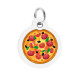 Адресник для собак і котів металевий WAUDOG Smart ID з QR паспортом, малюнок "Піца", коло, Д 30 мм