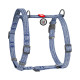 Шлея для собак з ручкою з відновленої бавовни анатомічна Н-подібна WAUDOG Re-cotton з QR-паспортом, світловідбивна, пластиковий фастекс, розмір М, Ш 20 мм, A 43-60 см, B 50-80 см, синій
