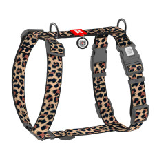 Шлея для собак анатомічна H-подібна WAUDOG Nylon з QR-паспортом, малюнок "Леопард", пластиковий фастекс, XL, Ш 35 мм, A 60-100 см, B 70-100 см