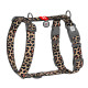 Шлея для собак анатомічна H-подібна WAUDOG Nylon з QR-паспортом, малюнок "Леопард", пластиковий фастекс, XL, Ш 35 мм, A 60-100 см, B 70-100 см