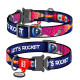 Нашийник для собак нейлоновий WAUDOG Nylon з QR-паспортом, малюнок "Космос. Ракета", металева пряжка-фастекс, XL, Ш 25 мм, Д 35-58 см