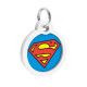 Адресник для собак і котів металевий WAUDOG Smart ID з QR паспортом, малюнок "Супермен-герой", коло, Д 30 мм