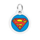 Адресник для собак і котів металевий WAUDOG Smart ID з QR паспортом, малюнок "Супермен-герой", коло, Д 30 мм