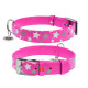 Нашийник для собак шкіряний WAUDOG Glamour з QR паспортом, візерунок "Зірочка", світлонакопичувальний/світловідбивний, M, Ш 20 мм, Дов 30-39 см рожевий