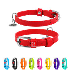 Нашийник для собак шкіряний WAUDOG Glamour з QR паспортом, без прикрас, S, Ш 15 мм, Дов 27-36 см червоний