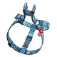 Шлея для собак WAUDOG Nylon з QR паспортом, малюнок "Етно синій", пластиковий фастекс, XL, Ш 35 мм, А=В 70-100 см