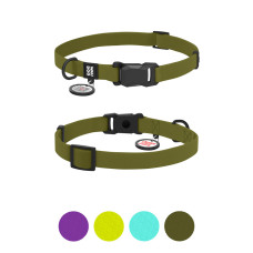 Нашийник для собак водостійкий WAUDOG Magnet c QR паспортом, магнітна пряжка-фастекс, S, Ш 15 мм, Дов 26-35 см, хакі