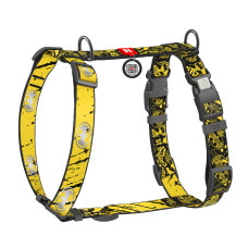 Шлея для собак анатомічна H-подібна WAUDOG Nylon з QR-паспортом, світловідбивна, малюнок "Бетмен Ескіз", пластиковий фастекс, М, Ш 20 мм, А 38-60 см, В 45-60 см