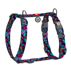 Шлея для собак анатомічна H-подібна WAUDOG Nylon з QR-паспортом, малюнок "Нескінченні світи", пластиковий фастекс, L, Ш 25 мм, A 51-85 см, B 61-85 см