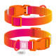 Нашийник для собак з нейлону WAUDOG Nylon Recycled c QR паспортом, градієнт, пластиковий фастекс, S, Ш 15 мм, Дов 25-35 см, помаранчевий