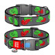 Нашийник для собак нейлоновий з QR паспортом, малюнок "Калина", пластиковий фастекс, XXL, Ш 35 мм, Дов 46-70 см