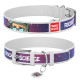 Нашийник для собак шкіряний WAUDOG Design з QR паспортом, малюнок "Космос. Ракетобудування", S, Ш 15 мм, Дов 26-35 см білий