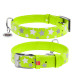 Нашийник для собак шкіряний WAUDOG Glamour з QR паспортом, візерунок "Зірочка", світлонакопичувальний/світловідбивний, L, Ш 25 мм, Дов 38-49 см салатовий