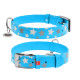Нашийник для собак шкіряний WAUDOG Glamour з QR паспортом, візерунок "Зірочка", світлонакопичувальний/світловідбивний, M, Ш 20 мм, Дов 30-39 см блакитний