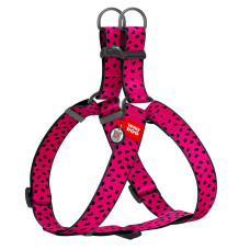 Шлея для собак WAUDOG Nylon з QR паспортом, малюнок "Кавун", пластиковий фастекс, XL, Ш 35 мм, А=В 70-100 см